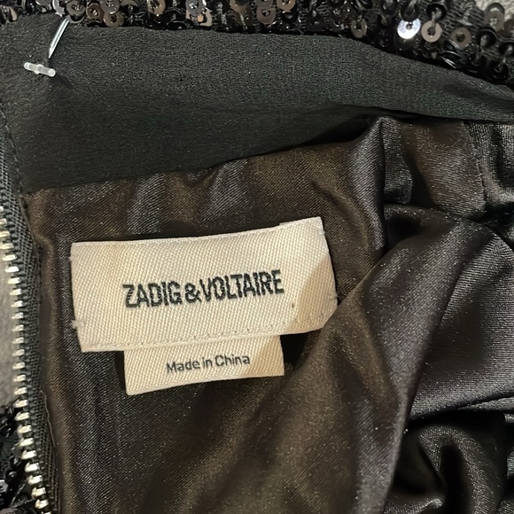 ZADIG & VOLTAIRE Black Beaded Sequins Long Sleeve Bell Wrist Nwt Size M - Picture 9 of 12